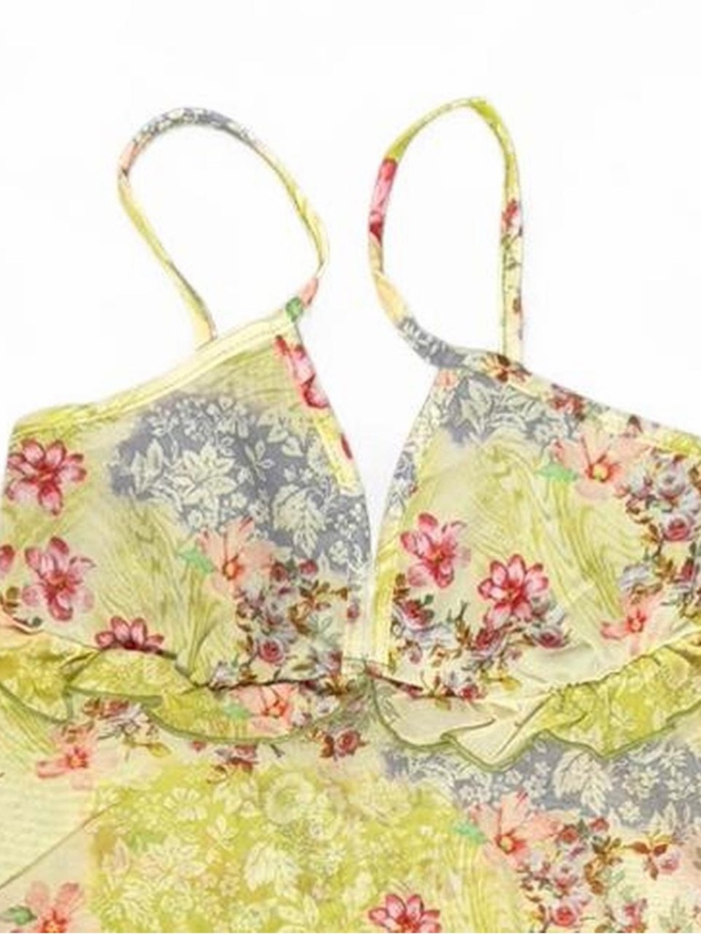 Floral Babydoll Cami Top XS Boho Cottage Fairycore Garden Coquette Y2K Spring - Picture 3 of 5
